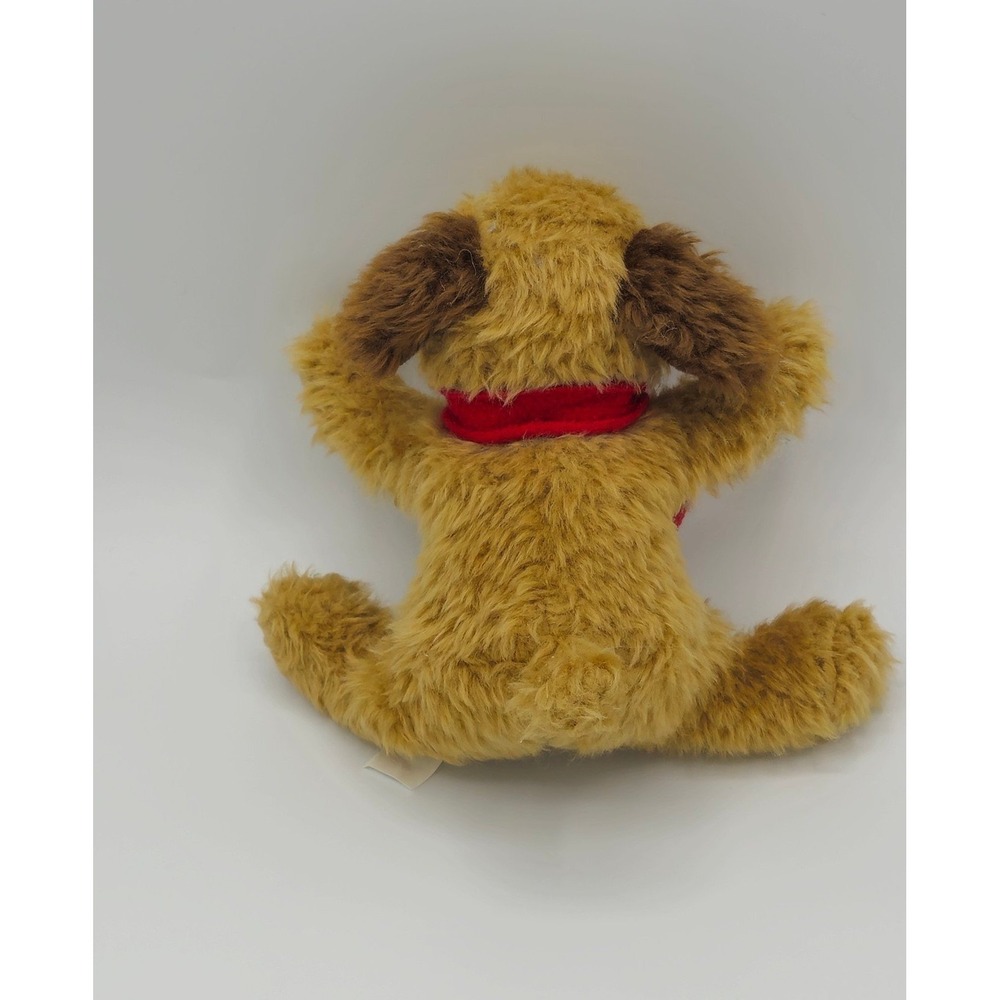 6" 04/05 Old Navy BROWN PLUSH Puppy Dog w/ Red Scarf 2 - Picture 2 of 2